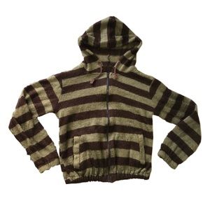 Striped Knit Zip-Up Sweater